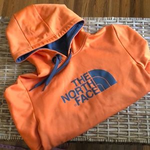 Orange and Grey North Face Hoodie Sz. Men Medium